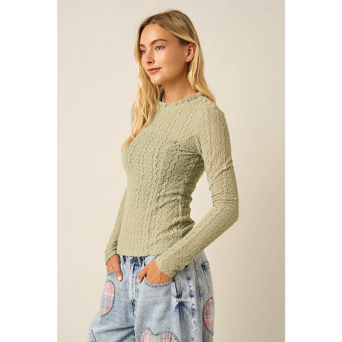 Yaya Textured Long Sleeve Top