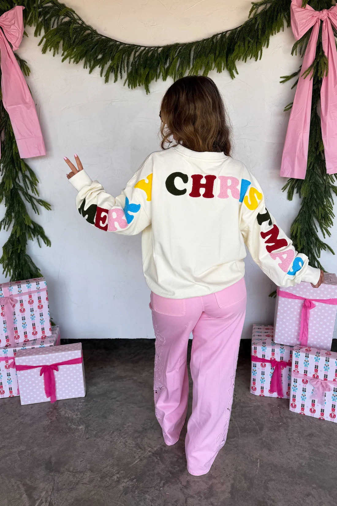 Merry Christmas Ivory Oversized Crew PREO