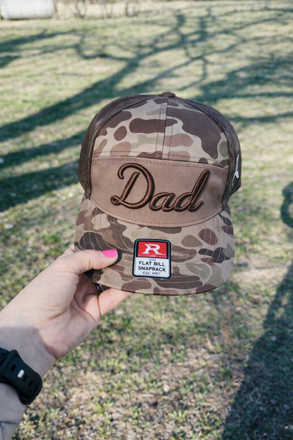 Dad Brown Duck Camo 7 Panel Hat