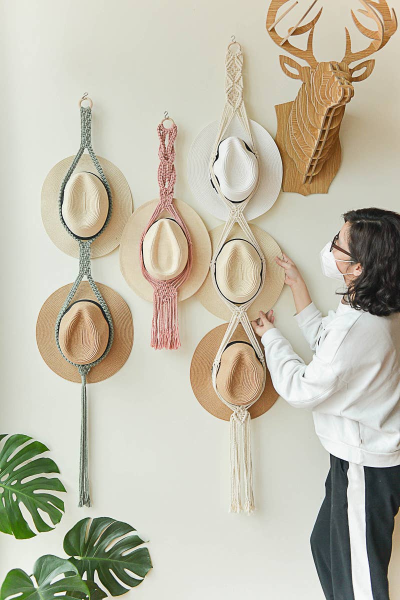 Boho Macrame Hat Hanger/Organizer