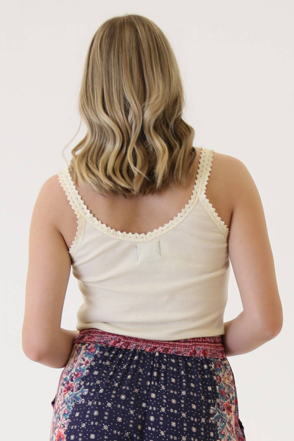Tequila Lace Trim Rib Knit Cami