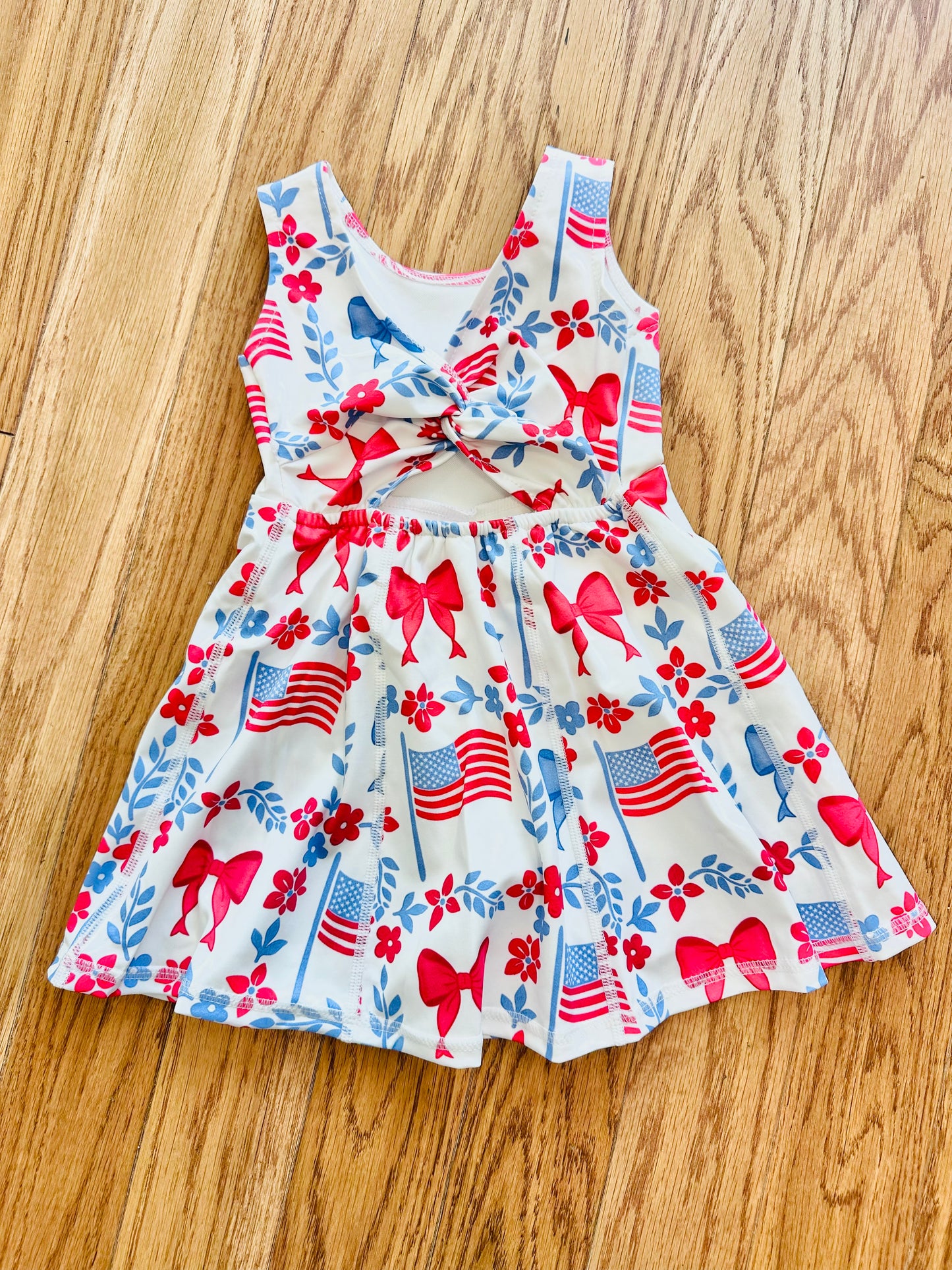 Girls Flower Coquette Patriotic Athletic Dress