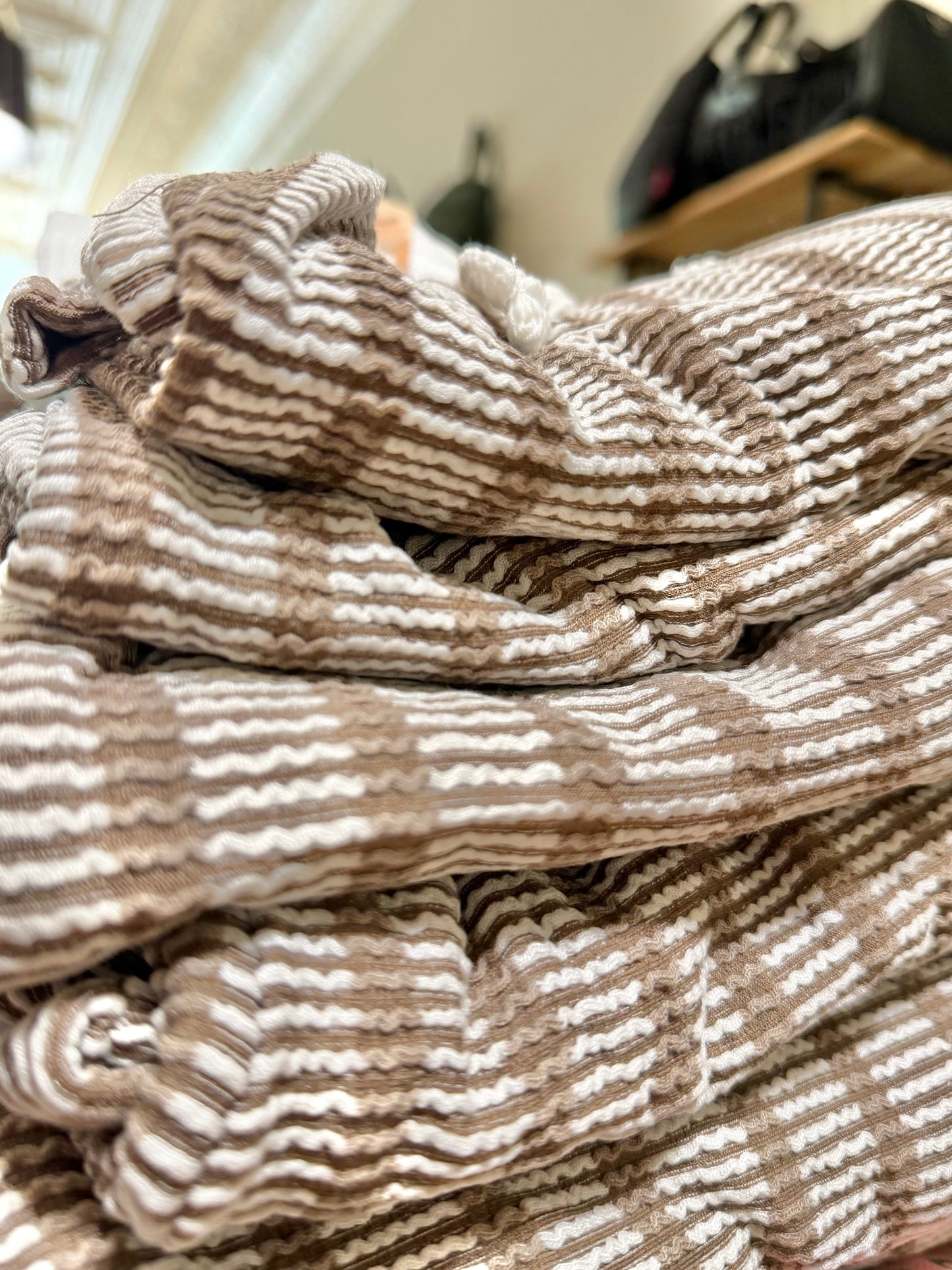 Airport Ribbed + Stripe Mocha Pants