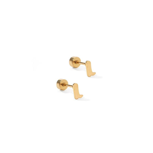Petite Gold Cowgirl Boot Stud Earrings Screwback