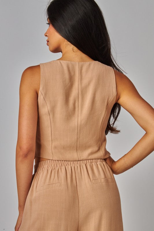 Tie Front Truffle Vest Top