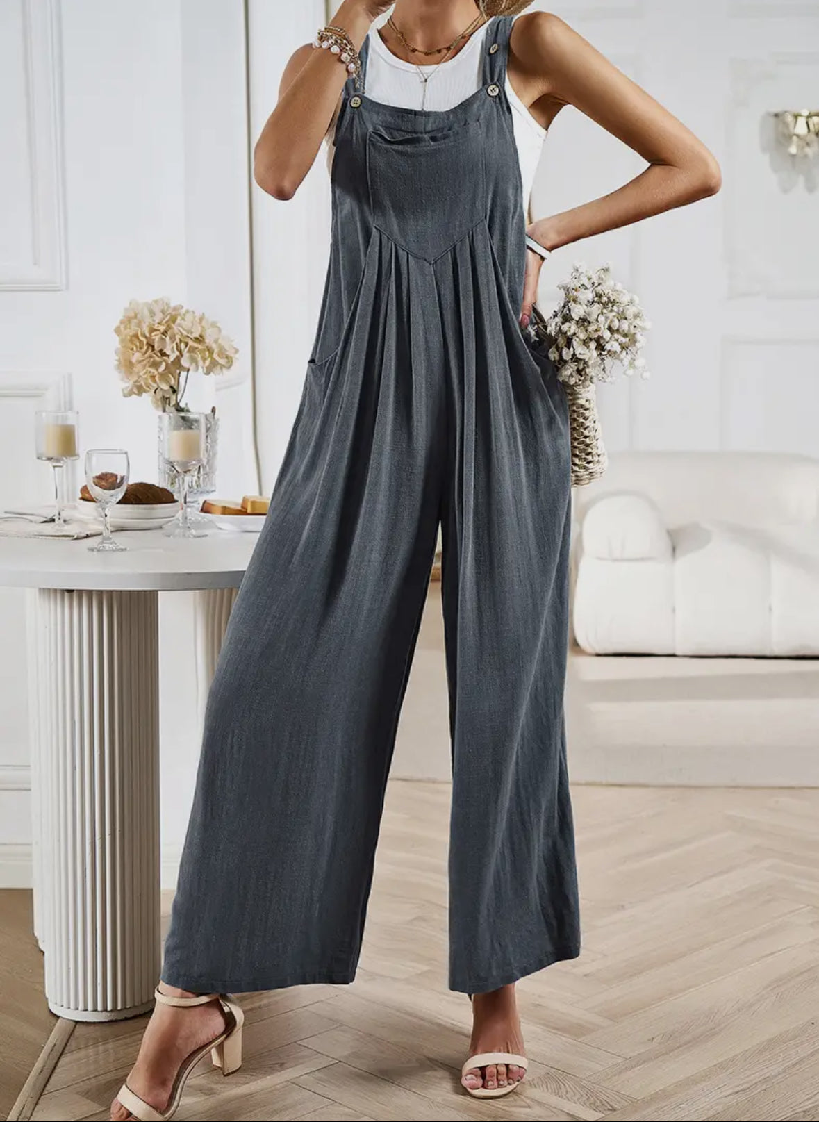 Boho Spring Wide Leg Overall Jumpsuit PreO