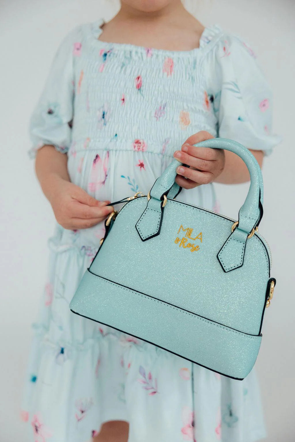 Girls Aqua Mini Glitter Crossbody Purse