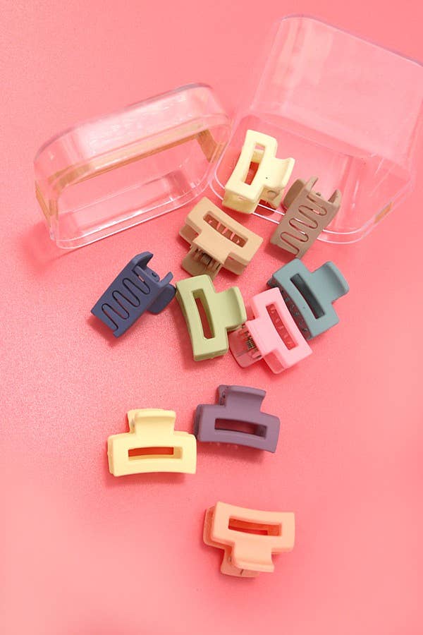 Mini Pack of 10 Flower Wavy Clips In A Case