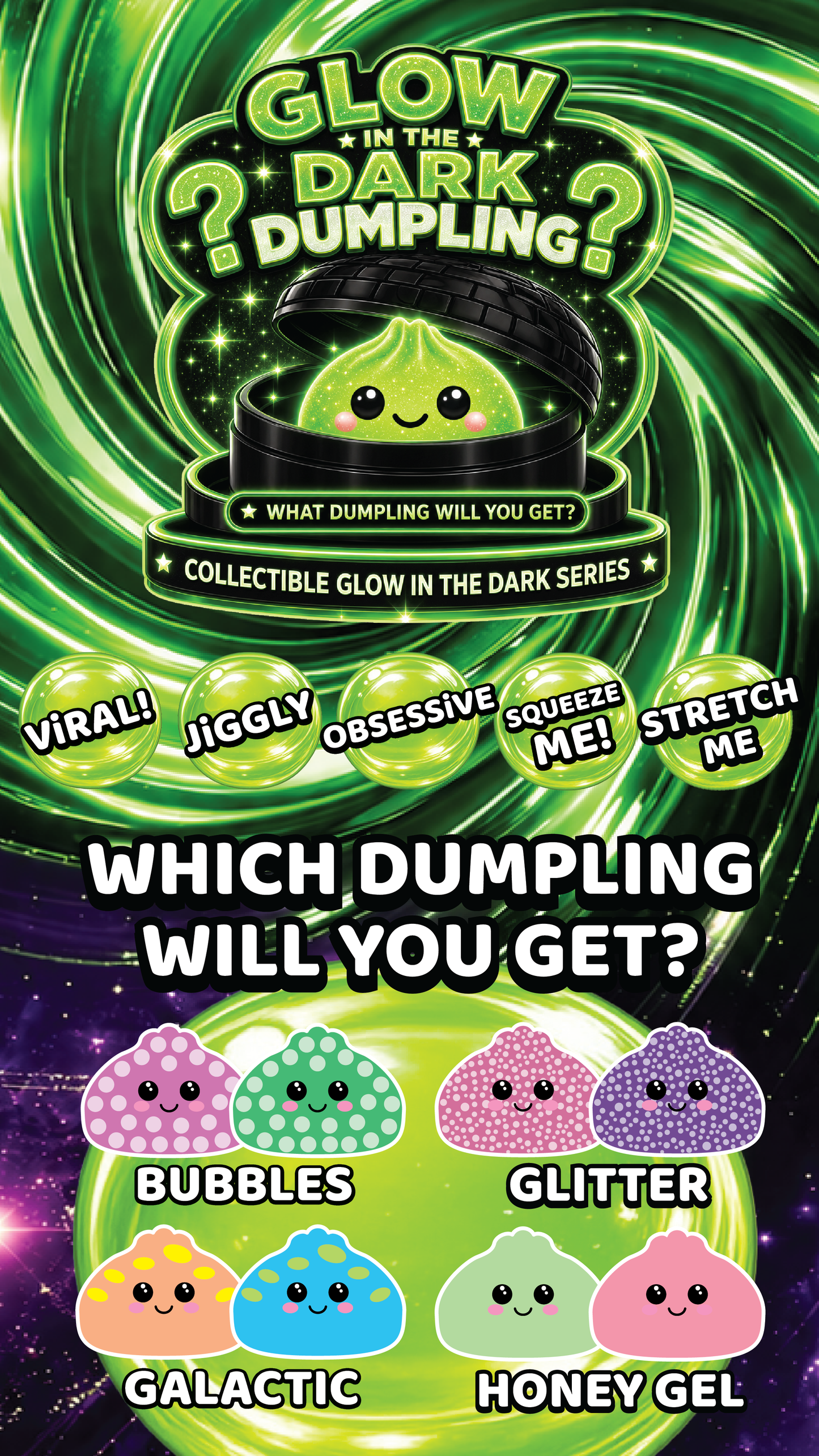 Glow-in-the-Dark Mystery Dumpling Squishy Black Steamer
