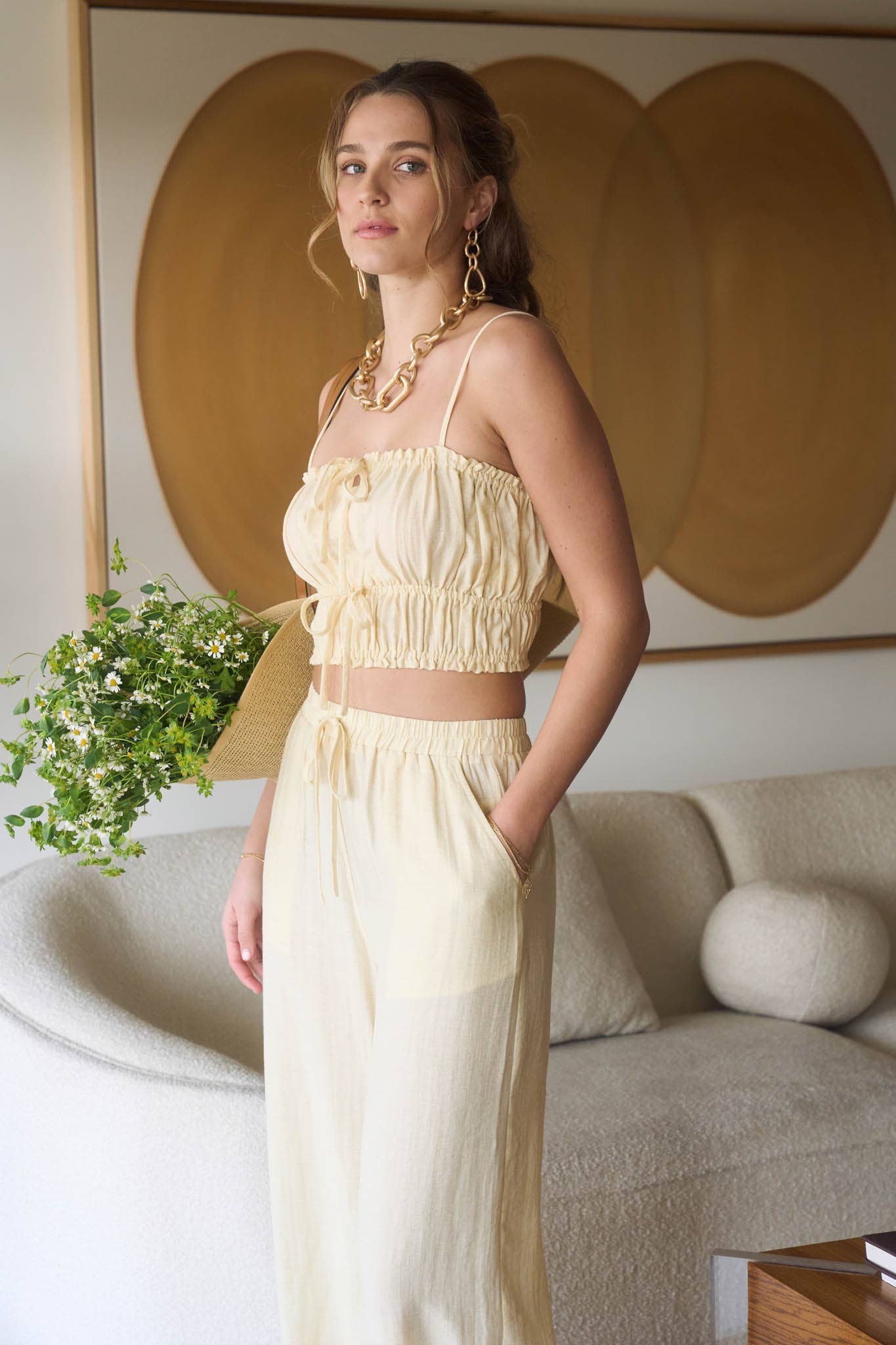 Quinn Tie Front Cami Top + Wide Leg Pant Set