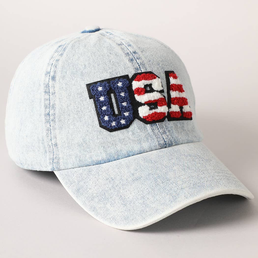 USA Letter Chenille Patch Baseball Cap Hat