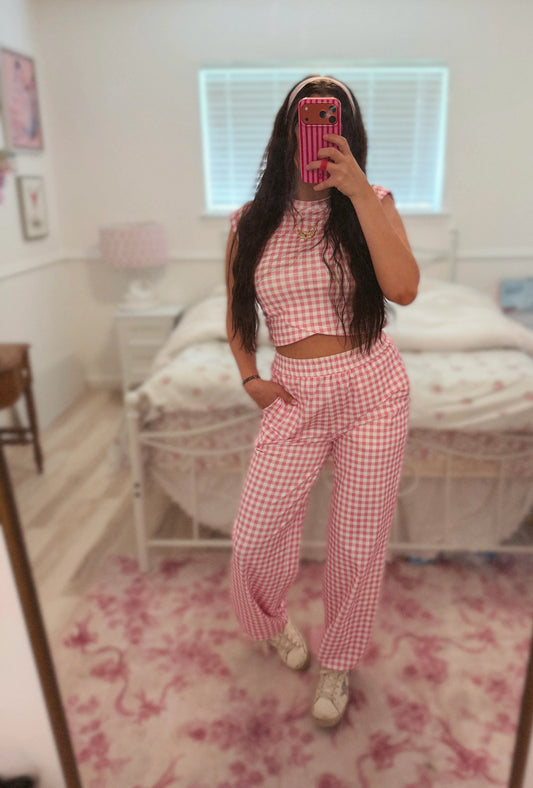 Pink Gingham Two Piece Set PRE