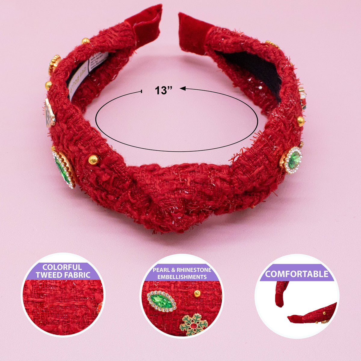 Christmas Tweed Knotted Headband