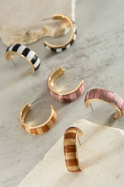 Faux Leather Two-Toned Hoop Earrings