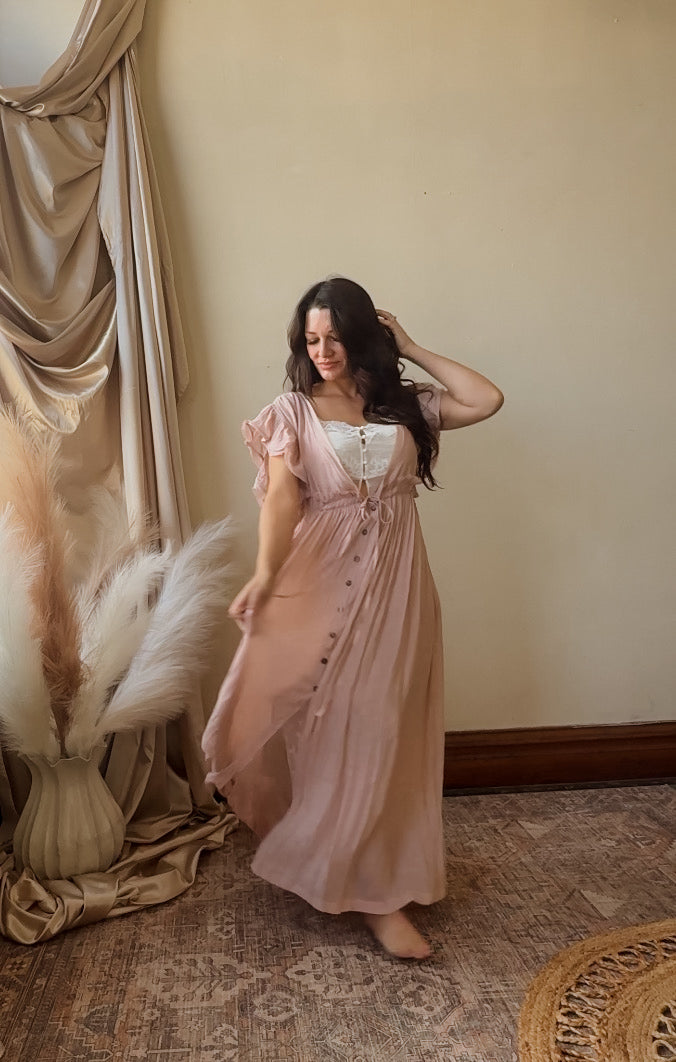 Abby V-Neckline Ruffle Maxi Dress