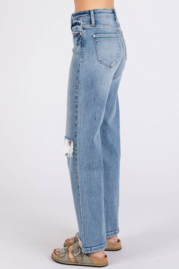 Megan High Rise Stretch Destroyed Hem