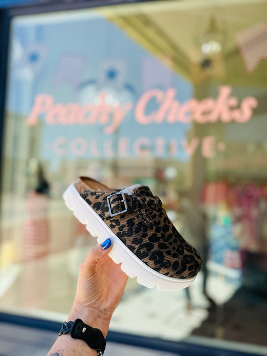 Cassie Leopard On The Run Slip-On Platform Clogs