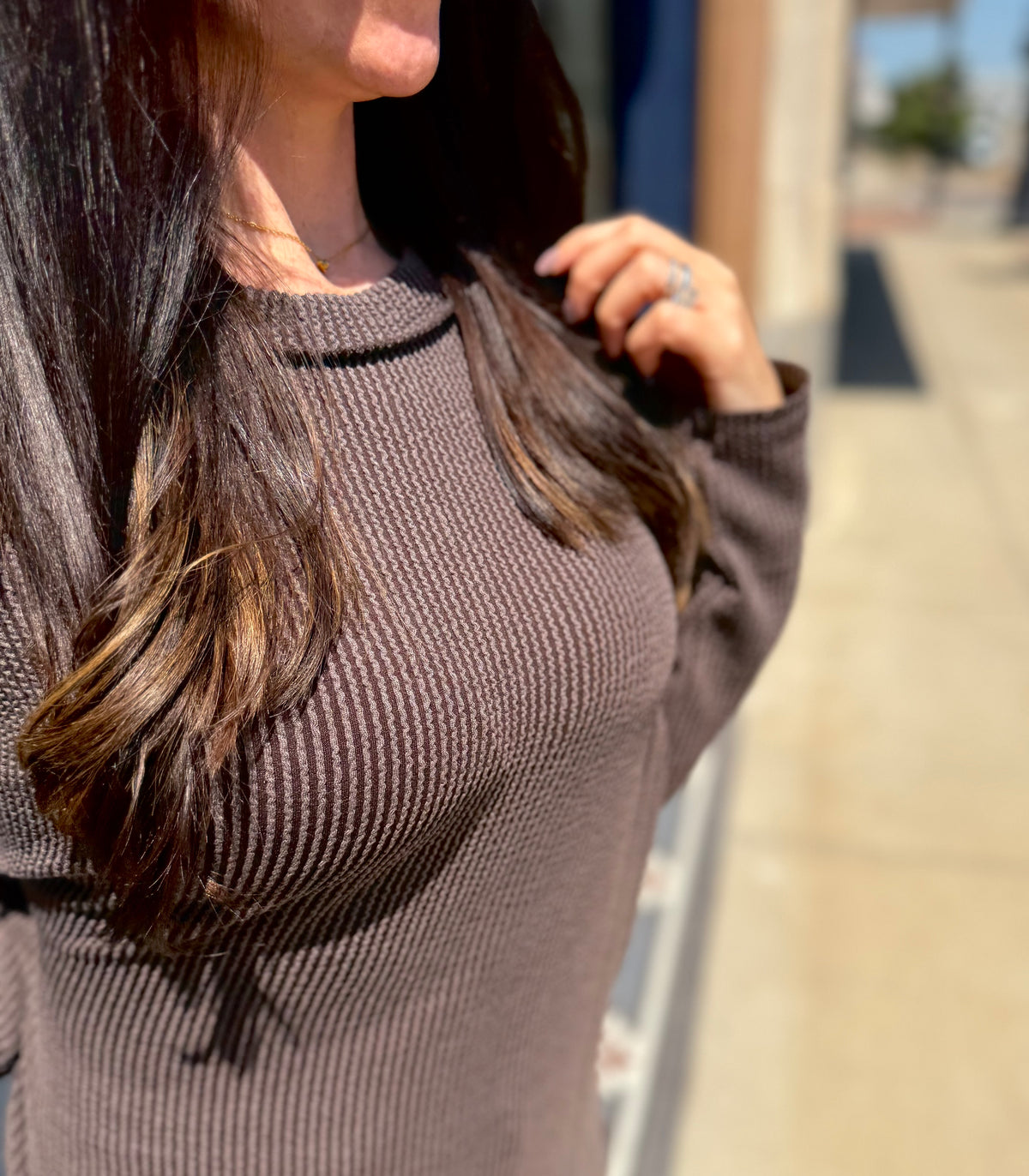 Rayleigh Ribbed Boat Neck Top