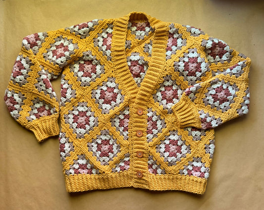 Mustard Button Up Granny Cardigan