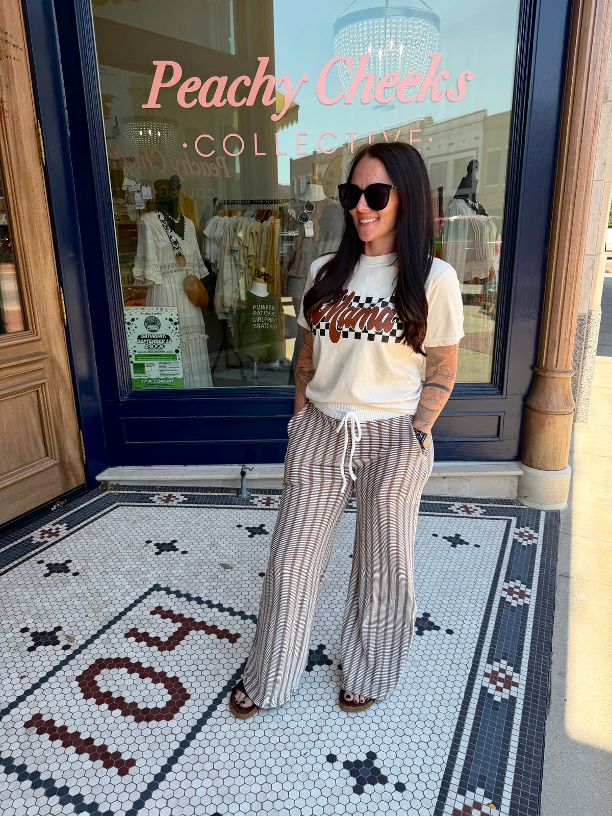 Airport Ribbed + Stripe Pants