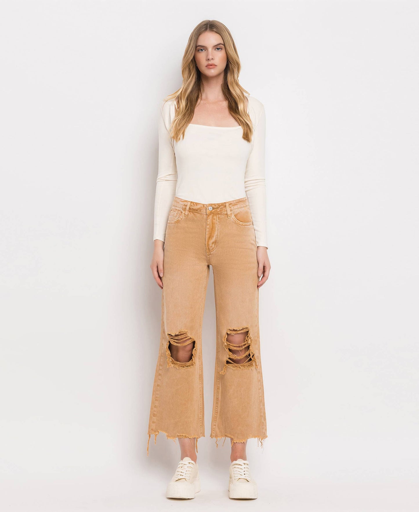 90'S Vintage Super High-Rise Crop Flares