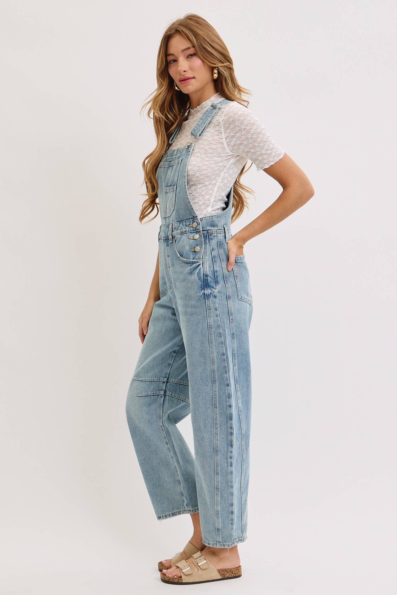 Kristin Barrel Denim Overalls