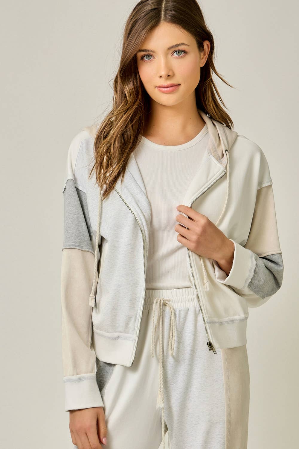 Spring Colorblock Zip-Up Hoodie
