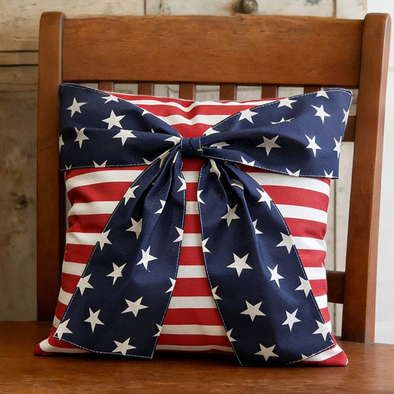 4th of July American Flag Bow Pillow Case/Cover