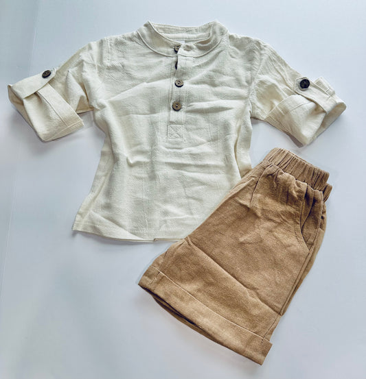 Levitt Linen 3/4 Sleeve Beachy Set