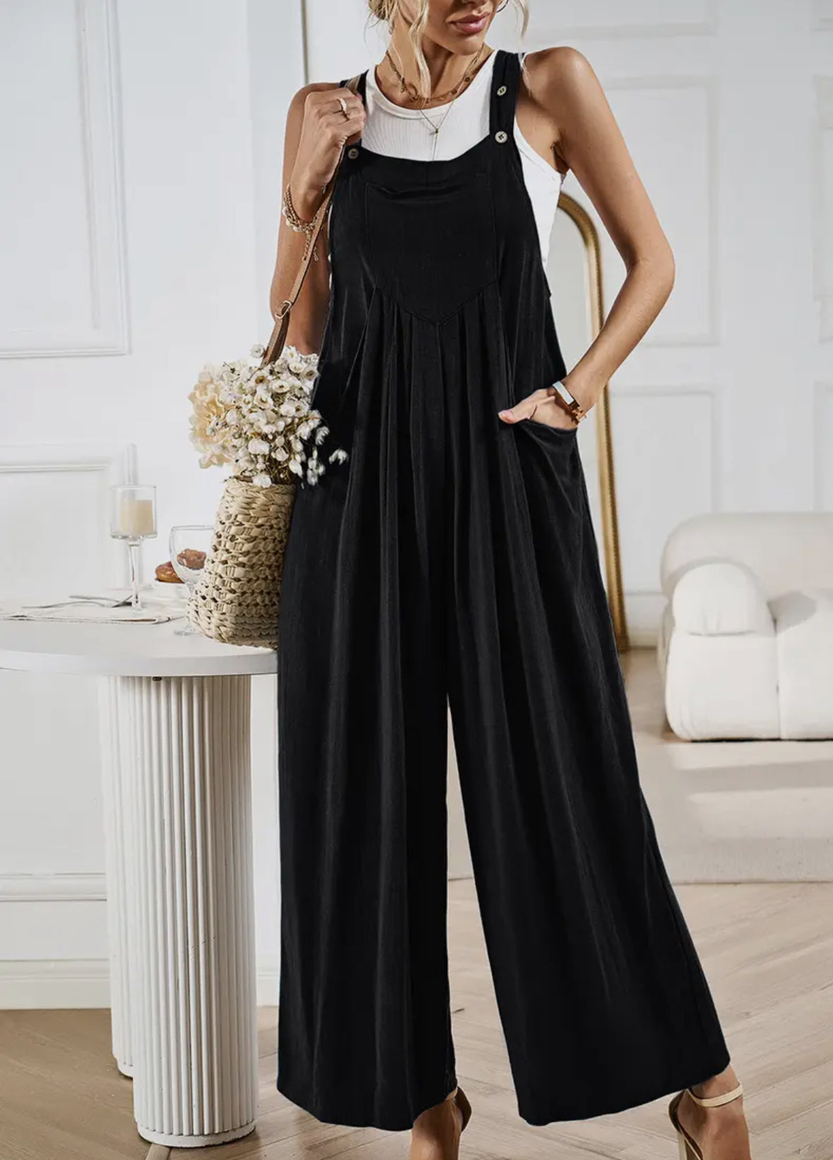 Boho Spring Wide Leg Overall Jumpsuit PreO