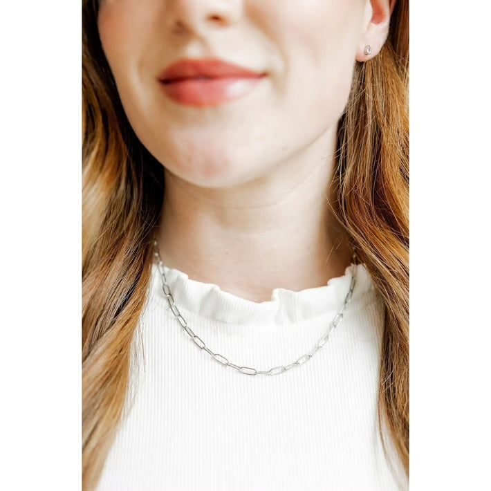 Palmer Paperclip Silver Necklace