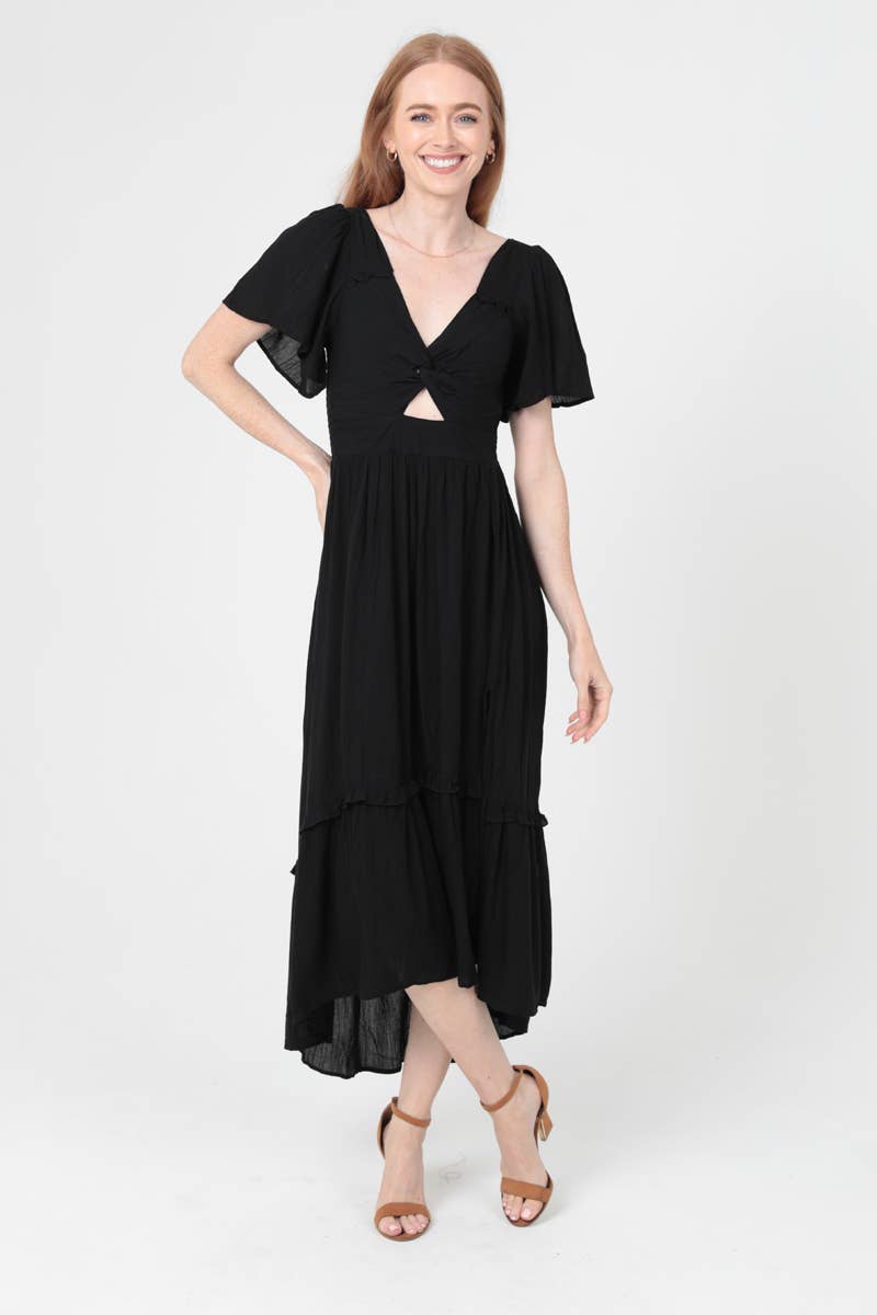 Jaylin V-Twist Cutout Maxi w/Slit
