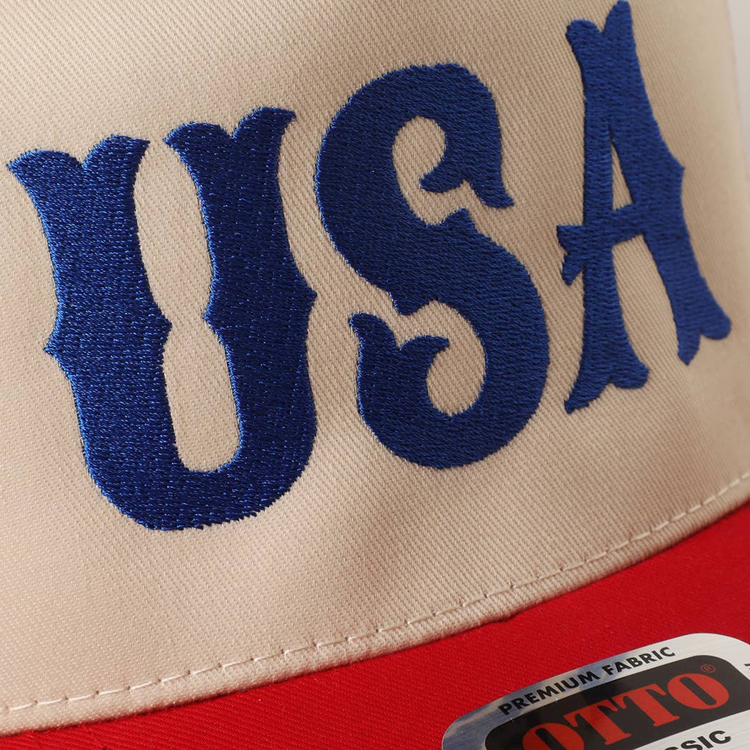 USA Typography Embroidered Two-Tone Trucker Hat