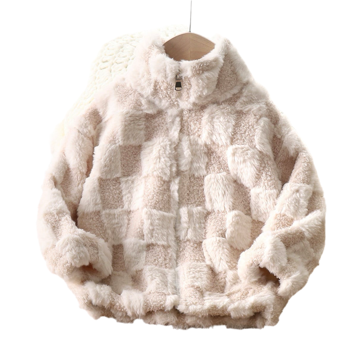 Blush Check Cozy Zip-Up 7/8Y