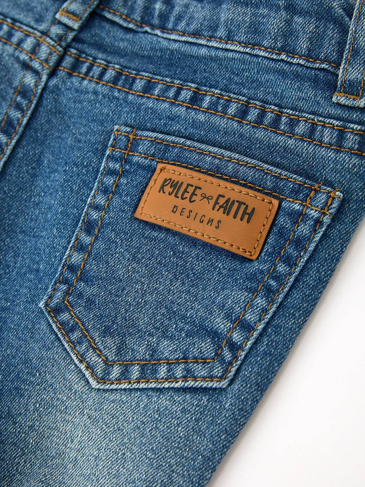 Girls Denim Lace Trim Bell Bottoms