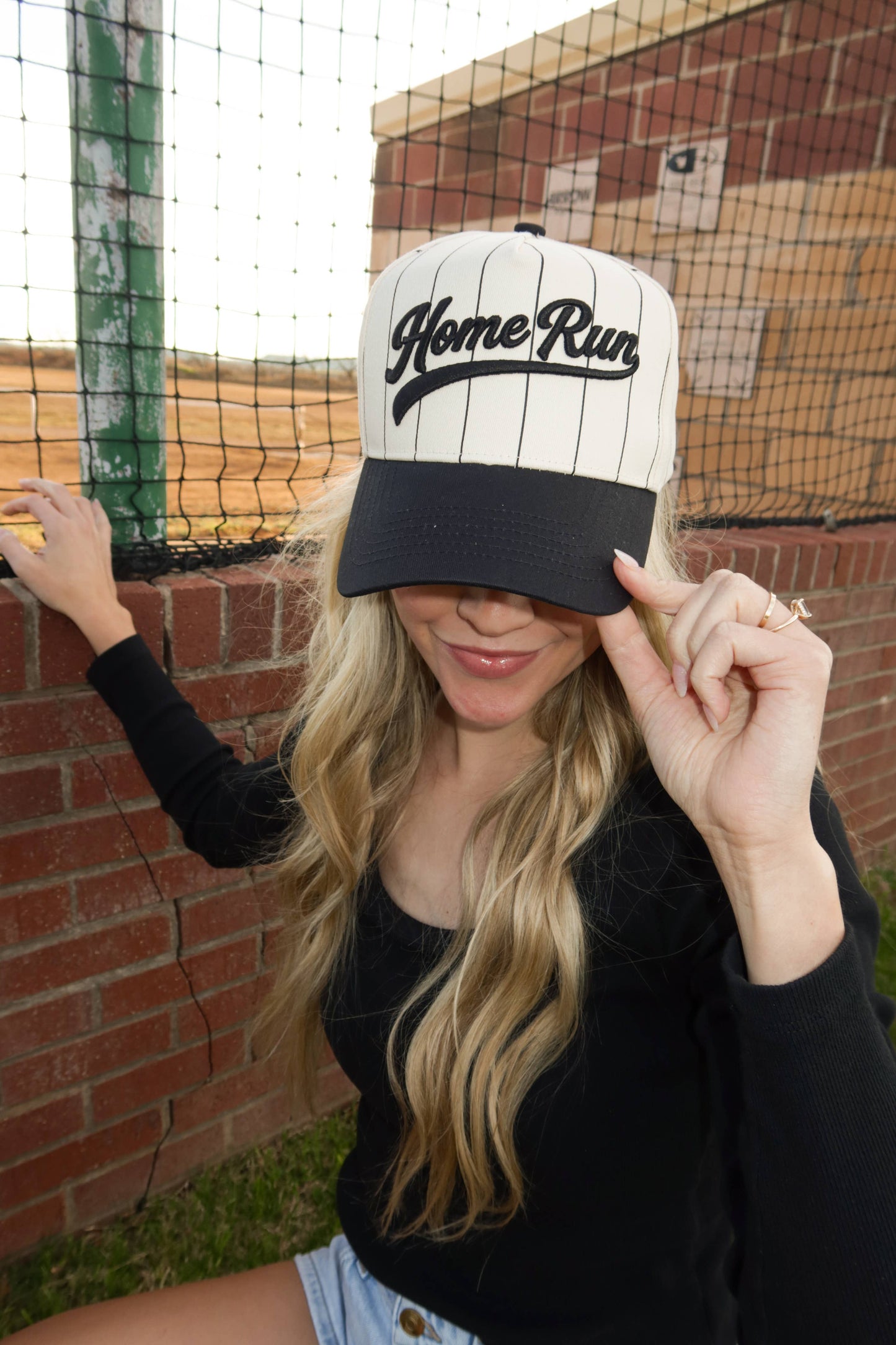 Black Home Run Pinstripe Cap