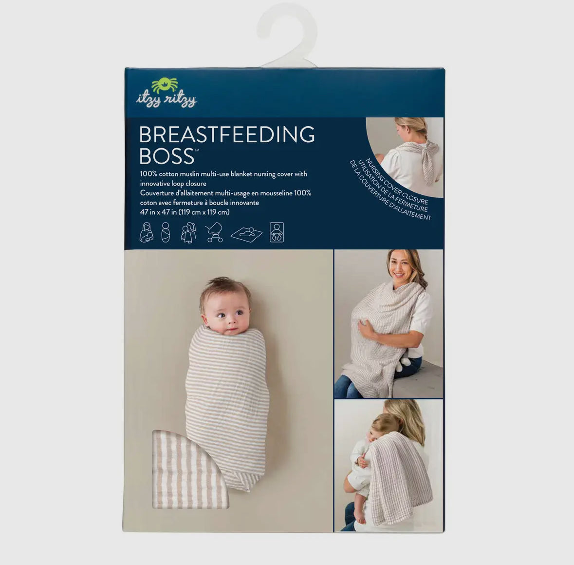Itzy Ritzy Breastfeeding Boss / Swaddle - Neutral Stripes