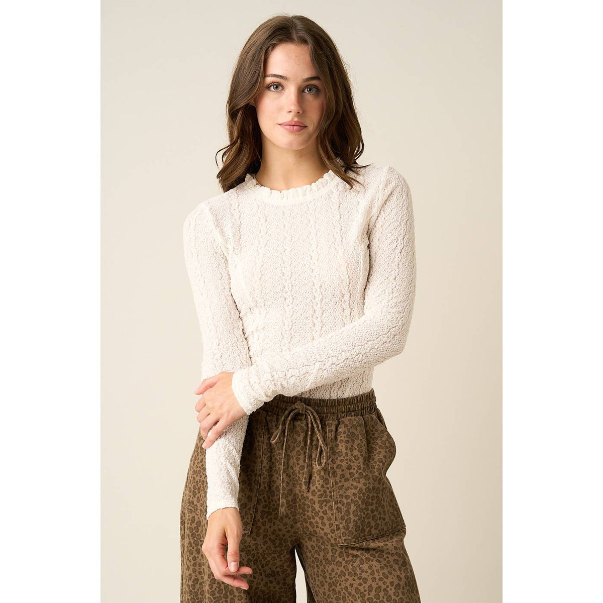 Yaya Textured Long Sleeve Top