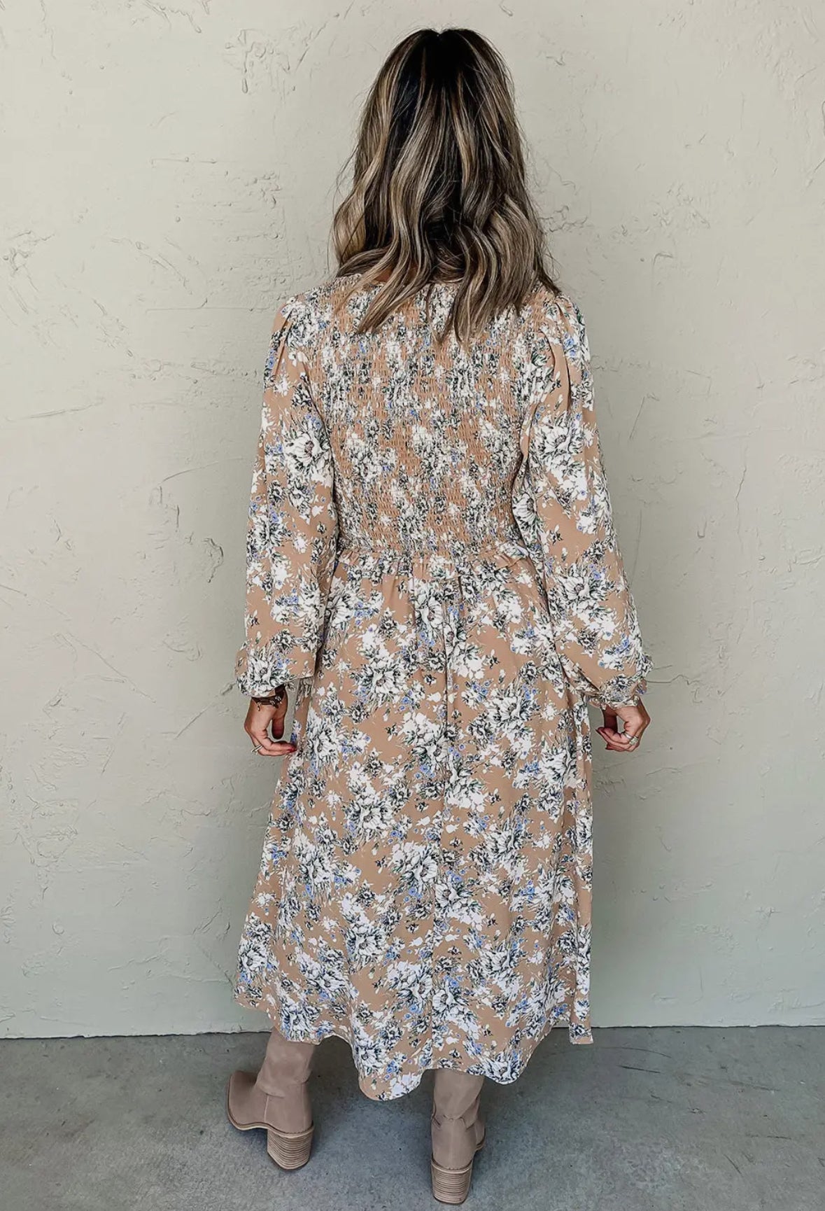 Maple Grove Smocked Long Sleeve Dress RTS