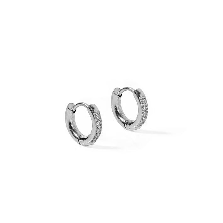 Scarlett Hoop Huggie Silver 8mm CZ Earrings
