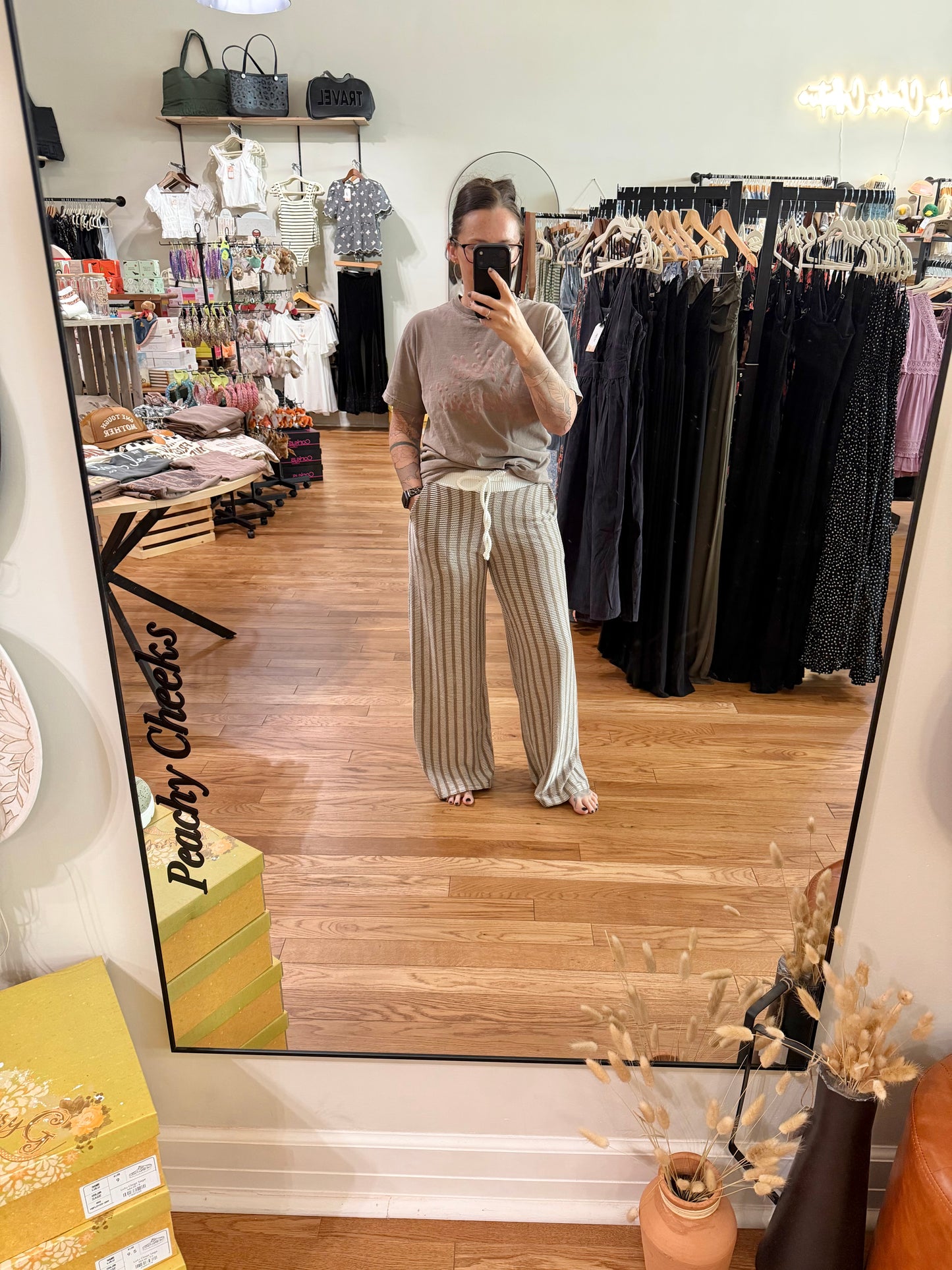 Airport Ribbed + Stripe Mocha Pants