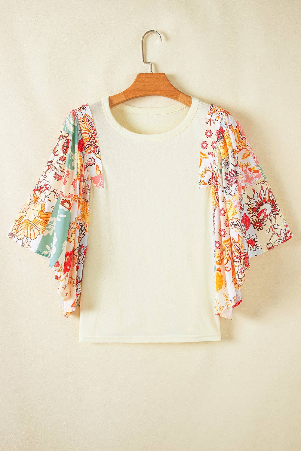 Bianca Floral Patchwork Batwing Sleeve Top
