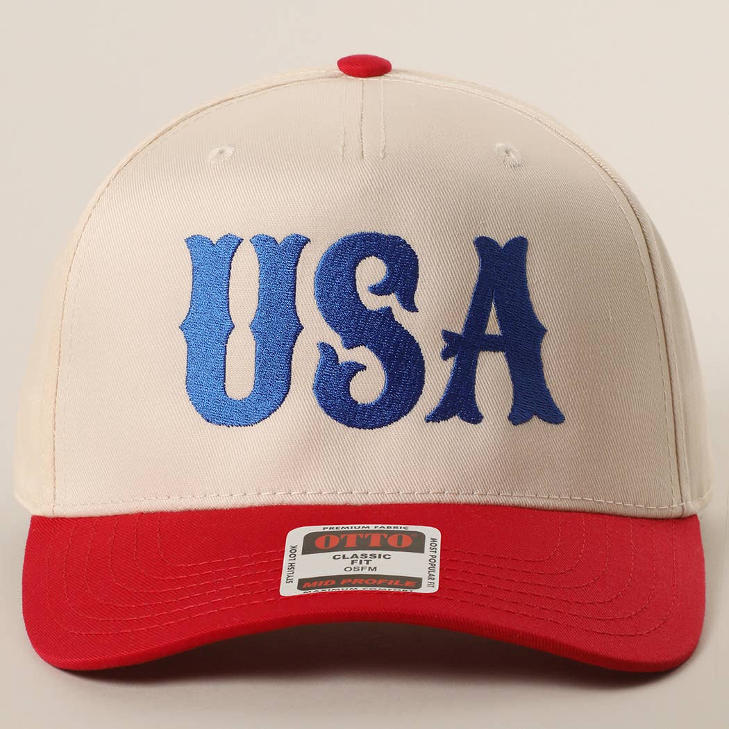 USA Typography Embroidered Two-Tone Trucker Hat