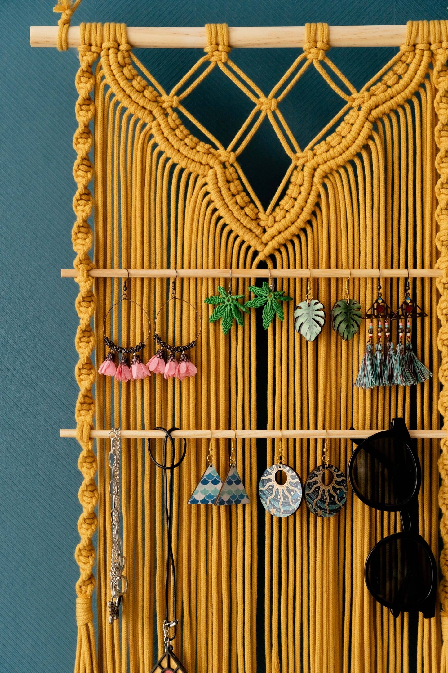 Ivory Boho Macrame Jewelry Hanger Organizer