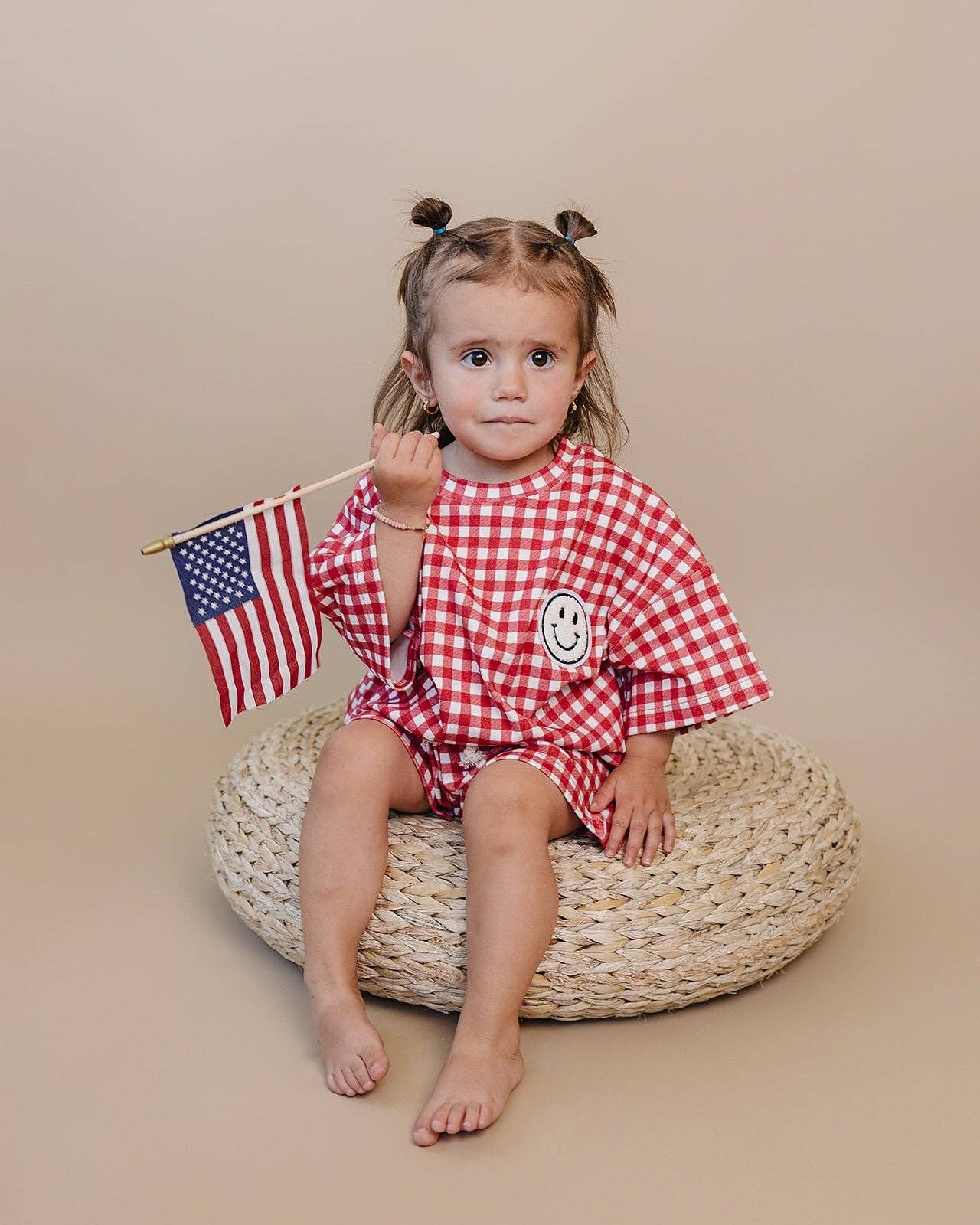 Red Gingham Shorts Set