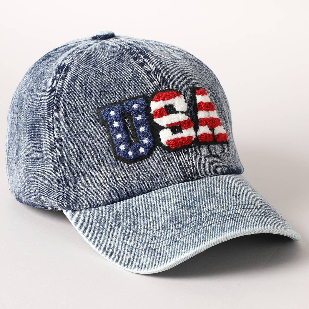 USA Letter Chenille Patch Baseball Cap Hat
