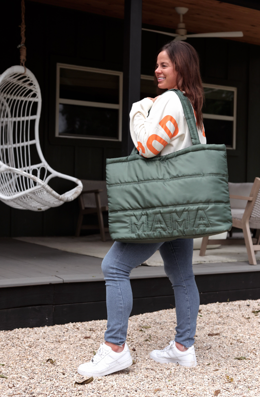 Let's Go Olive Carry All Puffer Tote