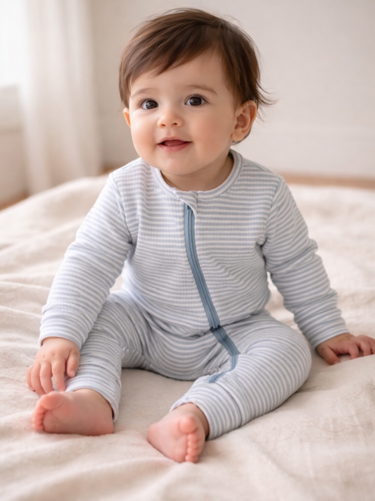 Dusty Blue Stripe 2-Way Zip Sleeper