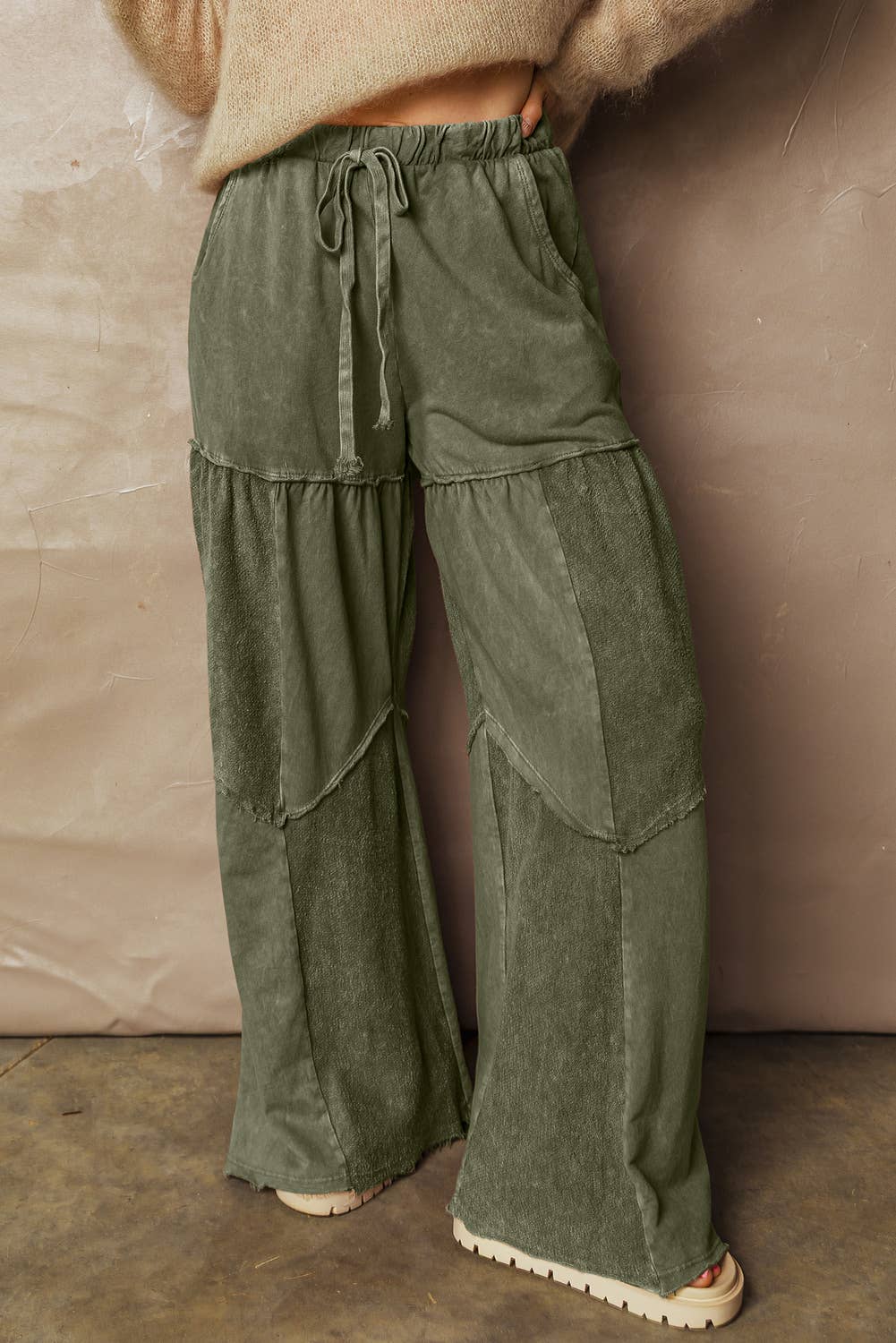 Quinn Mineral Wash Tiered Wide Leg Boho Pant