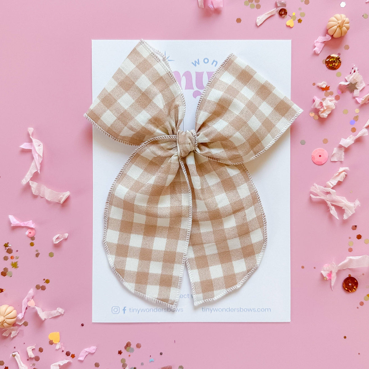 Beige and White Gingham Piggies